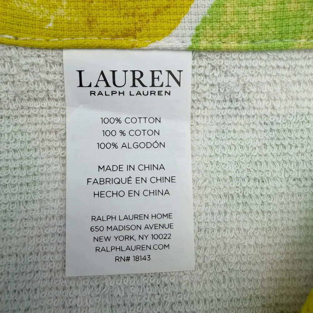 Lauren Ralph Lauren Kitchen Towels White Yellow Lemons Set of 2 Cotton 17x28 NWT